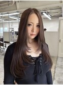22. 艶髪ロング/前髪あり/デザインカラー/グレージュ