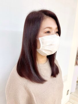 クオリス 上板橋店(QUALIS) ルビーブラウン★ワンカールボブ ツヤ髪 鎖骨ミディ 20代30代