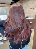 大人可愛いベリーピンクグラデーション外国人風カラーブリーチ