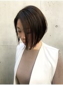 髪質改善カラーパッツンボブミニボブ