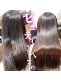 ナチュラルストレートオフィスカジュアル暗髪枝毛なし健康的ツヤ