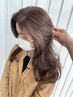 サエ指名限定【脱白髪染め/白髪ぼかし】カット+脱白髪染めハイライト￥14,500
