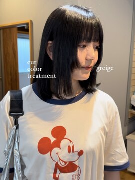 ミニ(mini) 姫カット×グレージュ