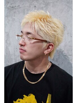 メンズオルズ 渋谷(MEN'S ALLZ) ホワイトブロンドブリーチスパイキーショートメンズ短髪
