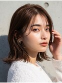 ミディアム20代30代ストレートレイヤー前髪なし前髪あり越谷