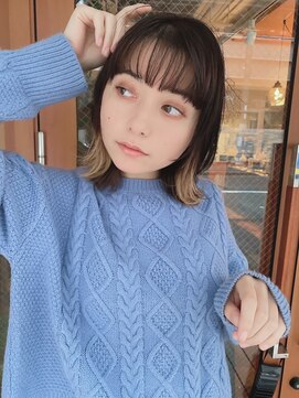 ルービック(Rubik's) 大人可愛い20代30代40代黒髪レイヤーミディ/インナーカラー