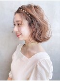 ボブアレンジ_グレージュカラーボブウルフココアベージュ_38824