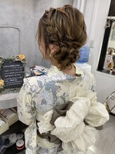 プティクローシェ バイ クオーレ(petite cloche by CUORE) 浴衣ヘア編み込みサイドお団子