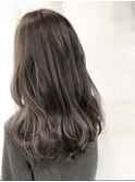 黒髪/グレーベージュ/レイヤーロング/前髪パーマ[京成金町]