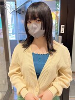 ラミエバイメルト 下北沢(lamie by melt)&nbsp;顔周りカットレイヤーワイドバンク暗髪透明感カラー姫カット