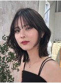 小顔外ハネミディアムアッシュ20代30代40代くびれミディ韓国ヘア