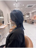 ウルフ ブリーチ ブルー ネイビー ダブルカラー ショート 三宮