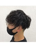 ツーブロック刈り上げ前下がりマッシュ無雑作スパイラルパーマ
