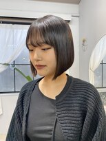 チャプター 問屋町(chapter)&nbsp;透明感ケアカラーアッシュブラック前下がり切りっぱなしボブ韓国