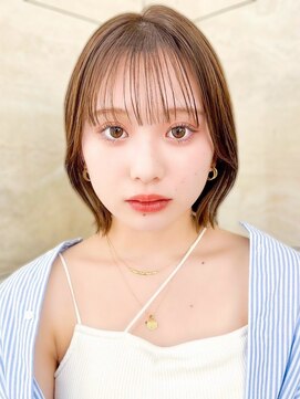 髪質改善縮毛矯正レイヤーカット顔周り前髪韓国ミニウルフ/大宮