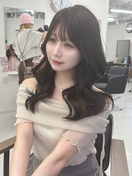 ハピネス 梅田茶屋町店(HAPPINESS) ミディアムレイヤー/韓国ヘア/顔周り/ブリーチなし/グレージュ