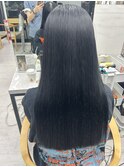 艶髪/切りっぱなし/縮毛矯正/ブルーブラック/切りっぱなしロング