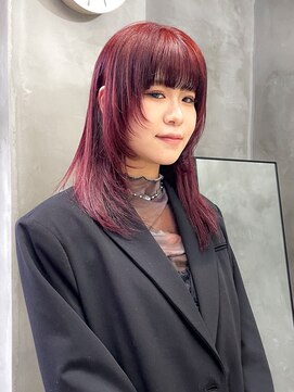 テトヘアー(teto hair) チェリーレッド　ワインレッド　カシスカラー　レイヤー　赤