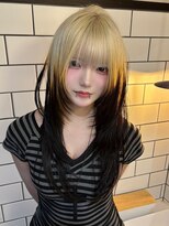 ベレーザ 渋谷(BELEZA)&nbsp;15724ブリーチ＆ダブルカラーホワイトブロンドラウンドバング