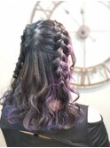 ツイン編み込みハーフアップ