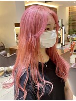 コムズアイ(COM'S/i) ロングヘアーピンクベージュブリーチカラーインナーカラー◎20代