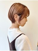 耳にかけて可愛いショートオレンジベージュ　atena六本松川本　