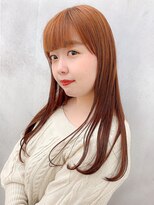 ヴィータ 田町(vi ta)&nbsp;ブリーチなしのオレンジカラーつやつやエアストレート