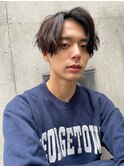 センターパート/スパイラルパーマ/ツーブロ刈り上げ