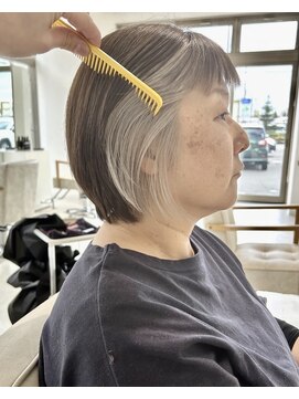 ウル 岡山駅店(ULu.) インナーホワイトカラーショートボブ髪質改善ハイトーン岡山倉敷