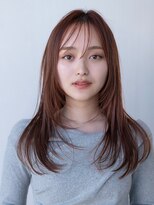 チョコグレージュ/20代30代大人かわいい/ミディアムレイヤー