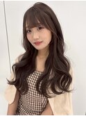 ショコラブラウン ウェーブヘア 透明感カラー 顔周りカット 艶髪