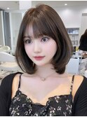 韓国髪質改善ミディアムボブ縮毛矯正._.
