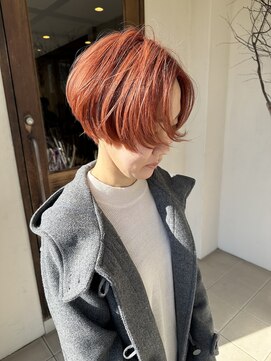 フランジェッタヘアー(Frangetta hair) バレンシアオレンジショートボブ