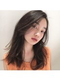 顔周りにレイヤーを入れたかきあげセミディー☆表参道Cocoon ACO