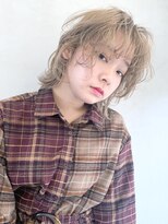 アルバム 銀座(ALBUM GINZA) 無造作ウルフ_耳かけウェーブパーマフォギーベージュ_86830