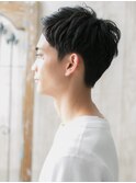 大人クールなネイビーブラック七三分け似合わせカットh仙台