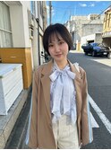 インナーカラー艶髪ネイビーグレーアッシュ大人美人