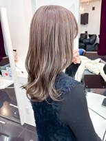 ミシェリー 新宿店(misherry)&nbsp;ブリーチボブ薄めバング髪質改善ミルクティーベージュボブ