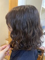 似合わせボブパーマ 暗髪カラー 透明感カラー　ニュアンスパーマ