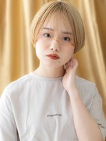 カバーヘア ブリス 志木南口駅前店(COVER HAIR bliss)&nbsp;流しバングダブルカラー金髪ブロンドマッシュショート20代30代W