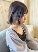 切りっぱなしボブ/ぷつっとボブ/暗めカラー/外ハネボブ