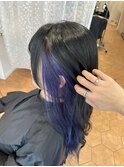インナーカラー　アッシュブラック×バイオレット