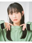 顔まわりカット/黒髪ストレートセミロング