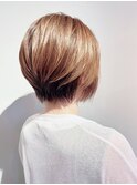 大人可愛い前下がりショートボブ丸みショート◎