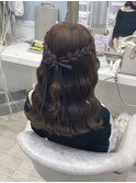 編み込みハーフアップ