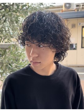 サロン ド ロイ(Salon de Roi) ウルフパーマサーフカール前髪ありミディアムパーマスパイラル