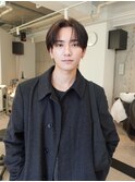 メンズカット 透け感カラー センターパート 薬院今泉