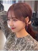 韓国ヘア 2wayバング 顔まわりカットNo.1 レイヤー グレージュ