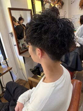 ロウスリー(Lowsly) メンズツーブロックスパイラルパーマスペインカール刈り上げ