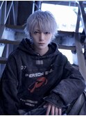 ウルフカット/メンズウルフ/中性ウルフ/ホワイトシルバーカラー